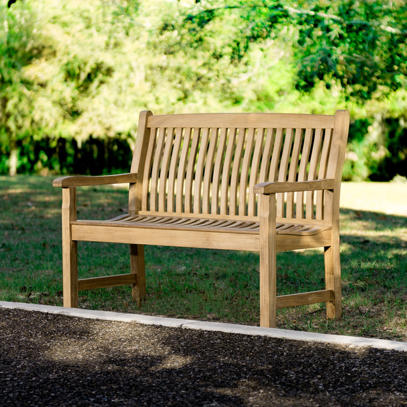 Compact Teak Outdoor Bench with Straight Design in Natural Finish main image 1